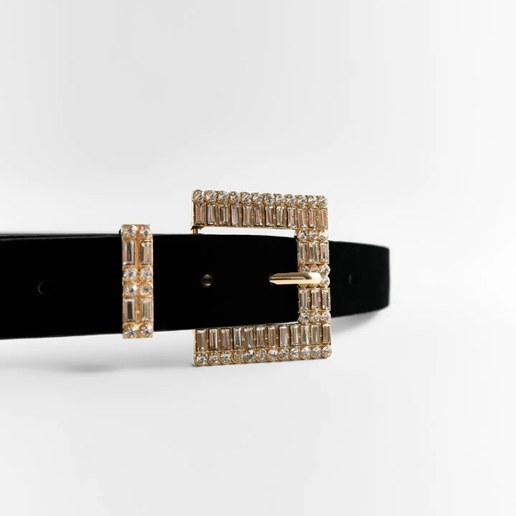 ZARA| SPARKLY BUCKLE VELVET BELT - Picture 5 of 8